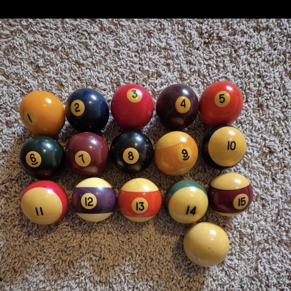 Other - Vintage Billard Pool Balls Full Set of 16